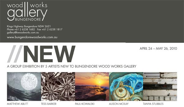 A group exhibition by 5 artists new to Bungendore Wood Works Gallery, April-May 2010